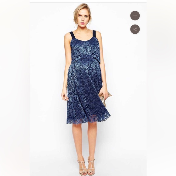 ASOS Maternity Dresses & Skirts - ASOS Maternity Exclusive Lace Pleated
Dress with Double Layer Blue 14